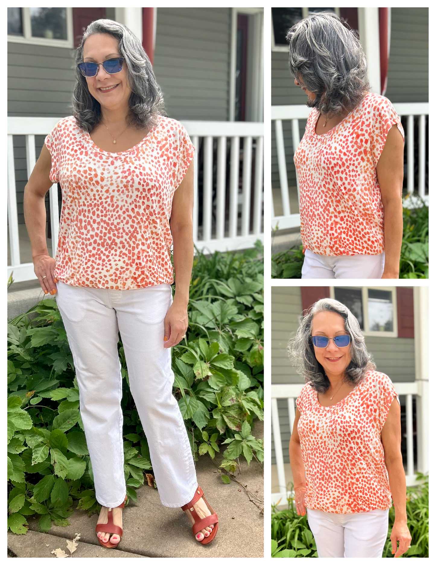 Puff Sleeve Bat Pattern Top