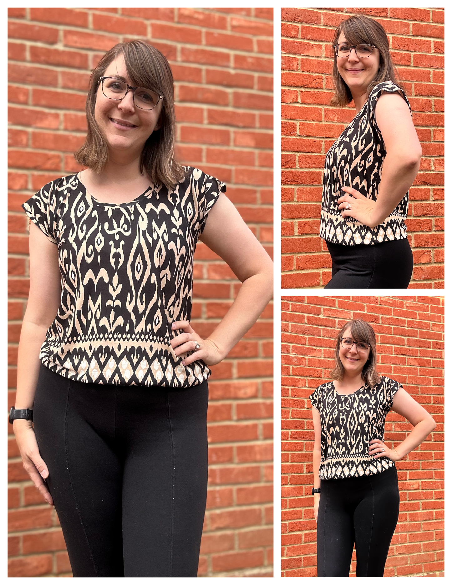 Puff Sleeve Bat Pattern Top