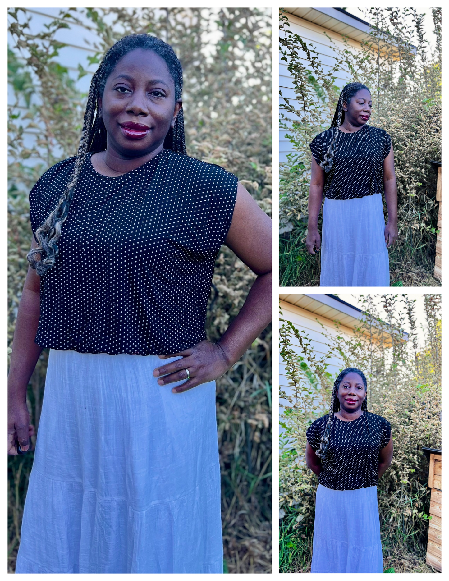 Puff Sleeve Bat Pattern Top