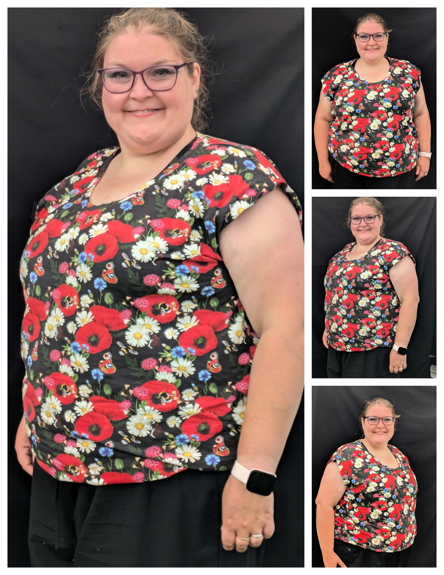 Puff Sleeve Bat Pattern Top