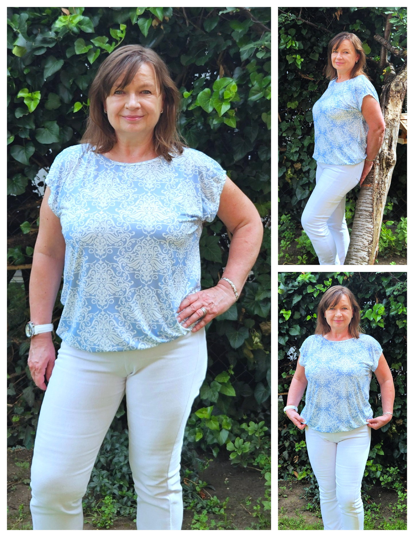 Puff Sleeve Bat Pattern Top