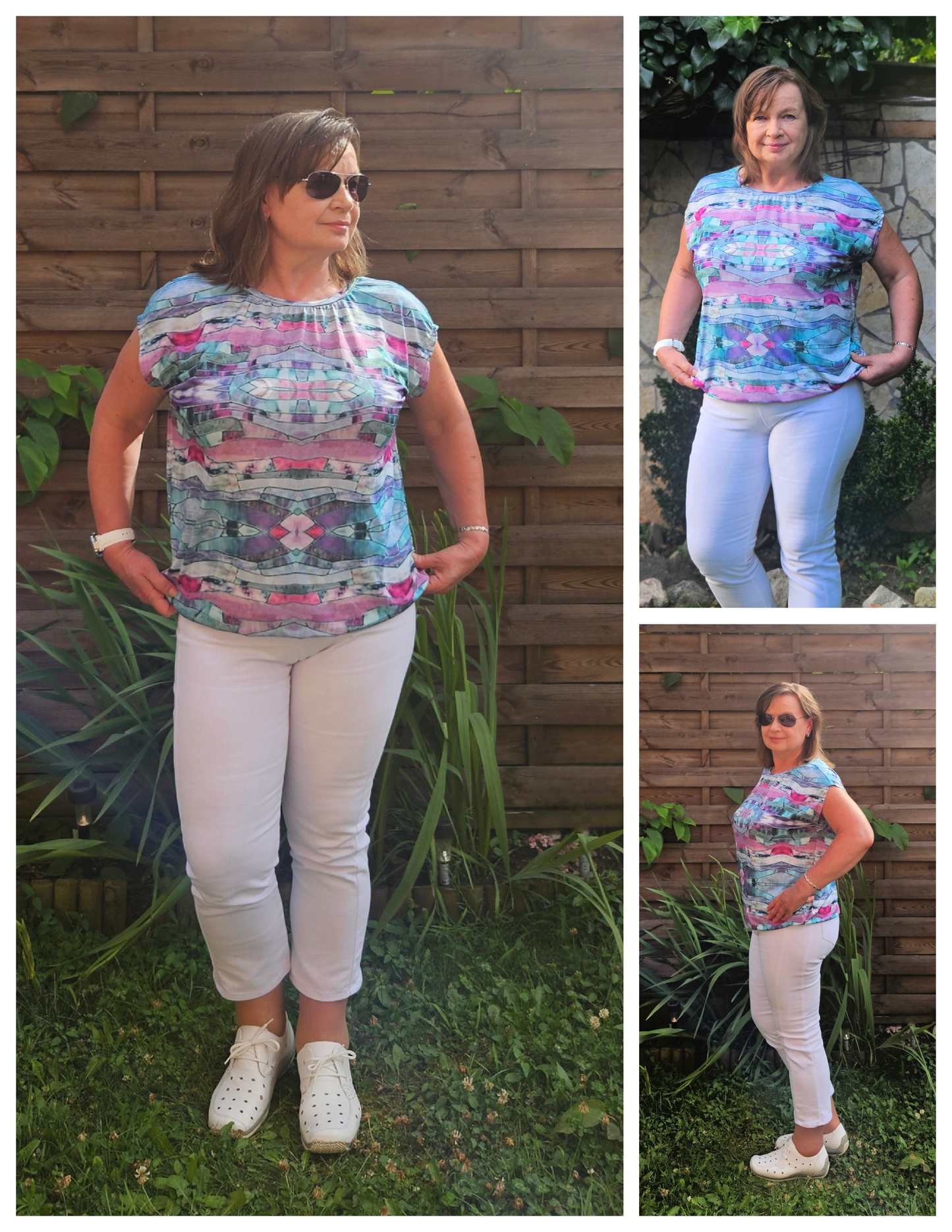 Puff Sleeve Bat Pattern Top