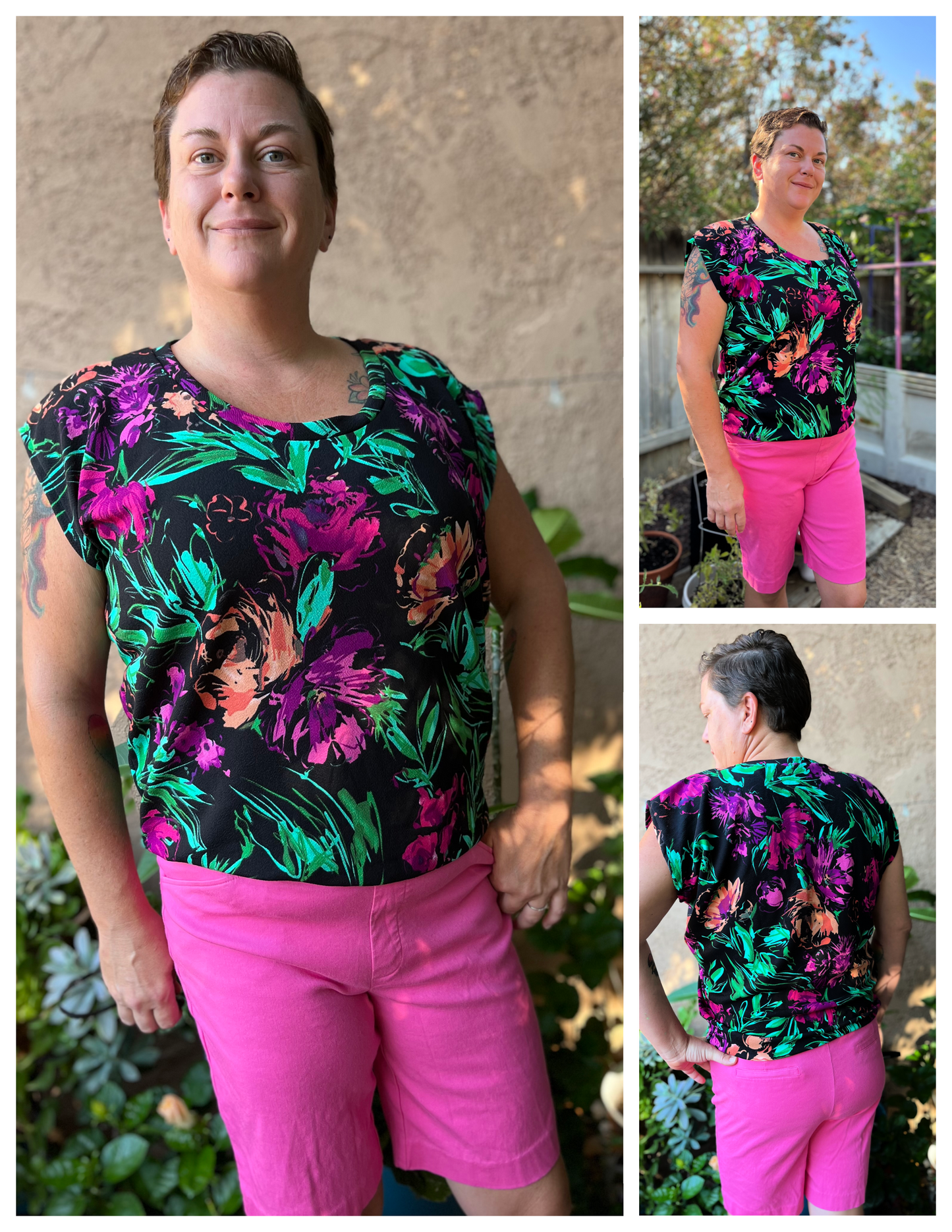 Puff Sleeve Bat Pattern Top