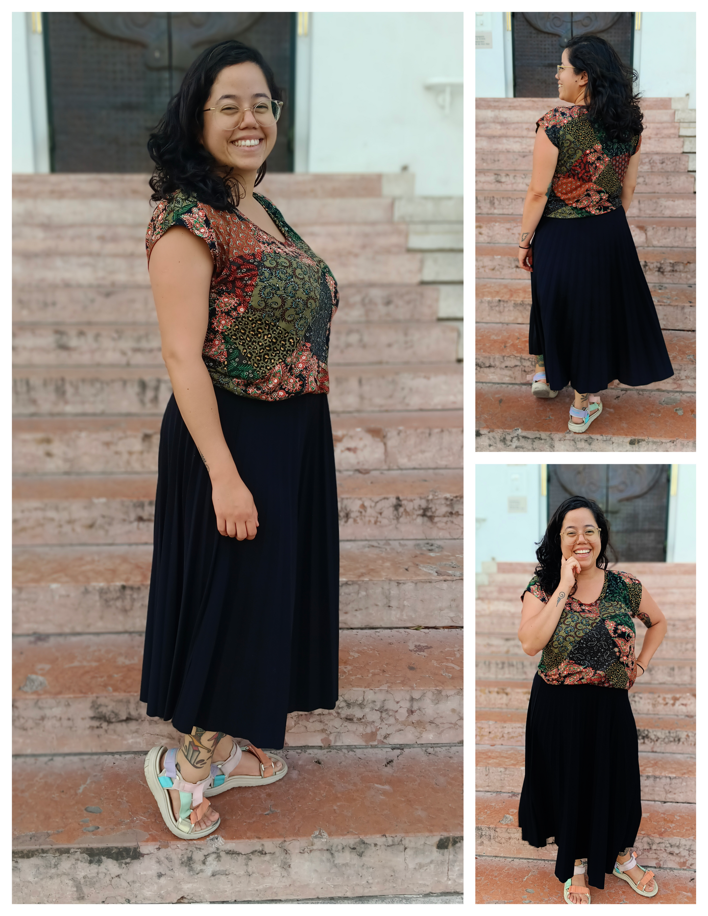 Puff Sleeve Bat Pattern Top