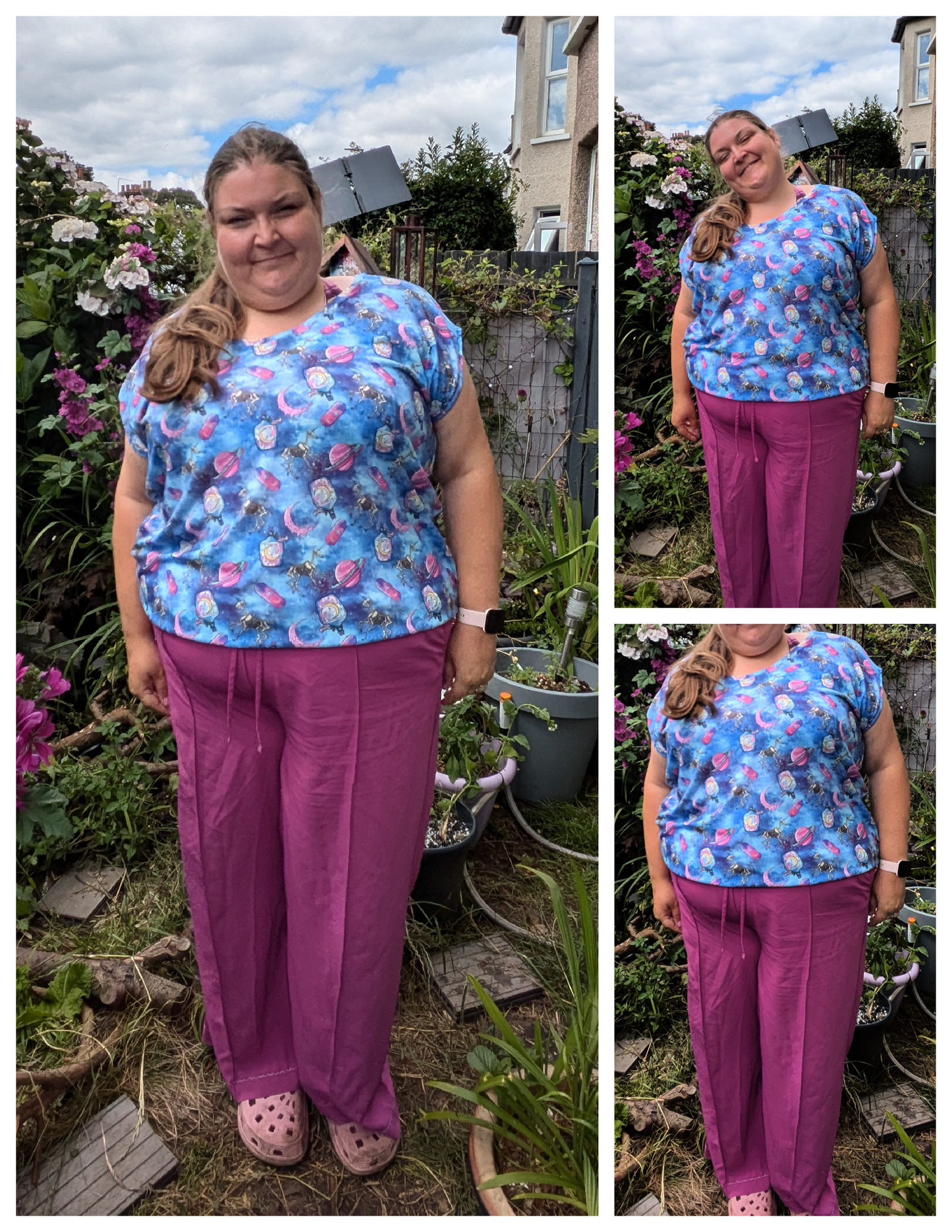 Puff Sleeve Bat Pattern Top