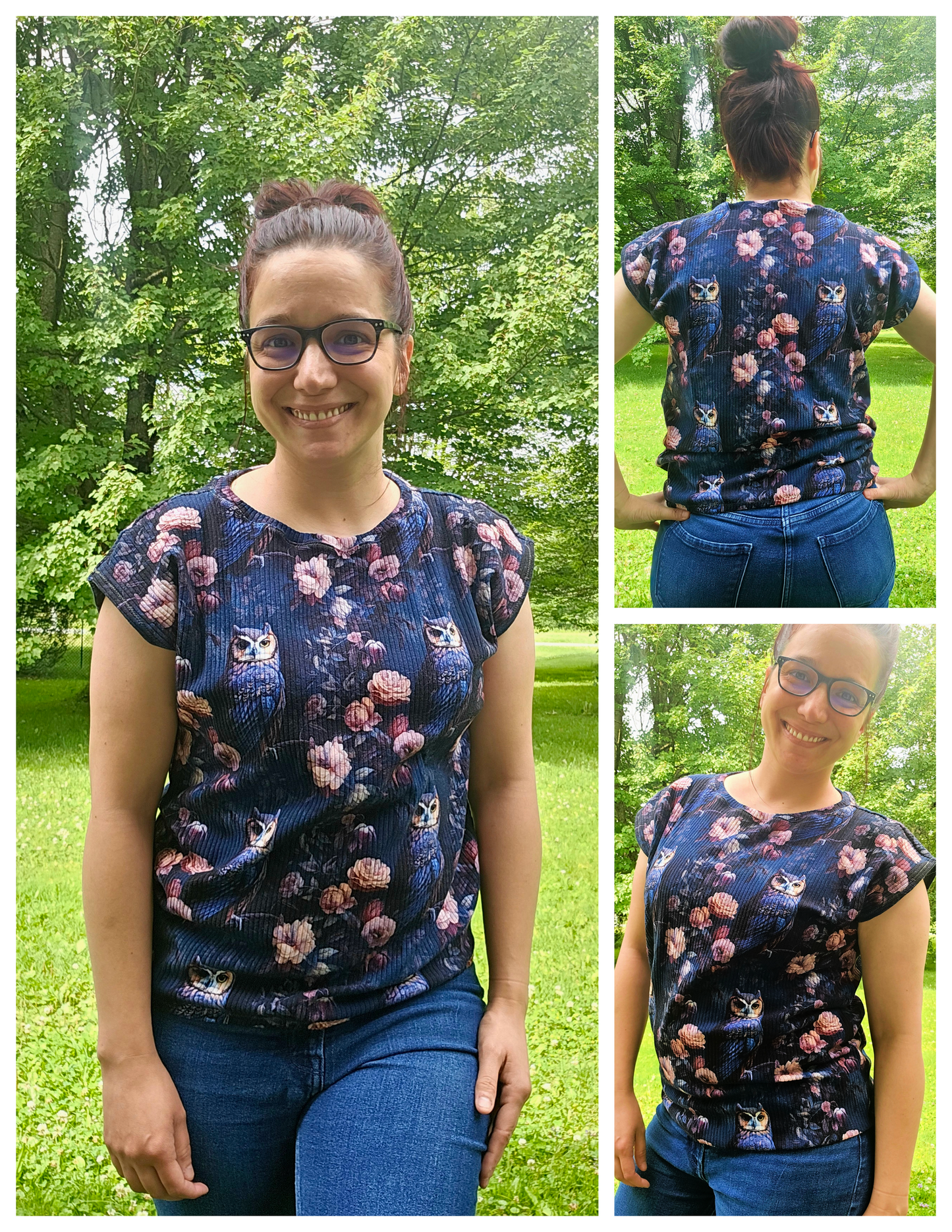 Puff Sleeve Bat Pattern Top