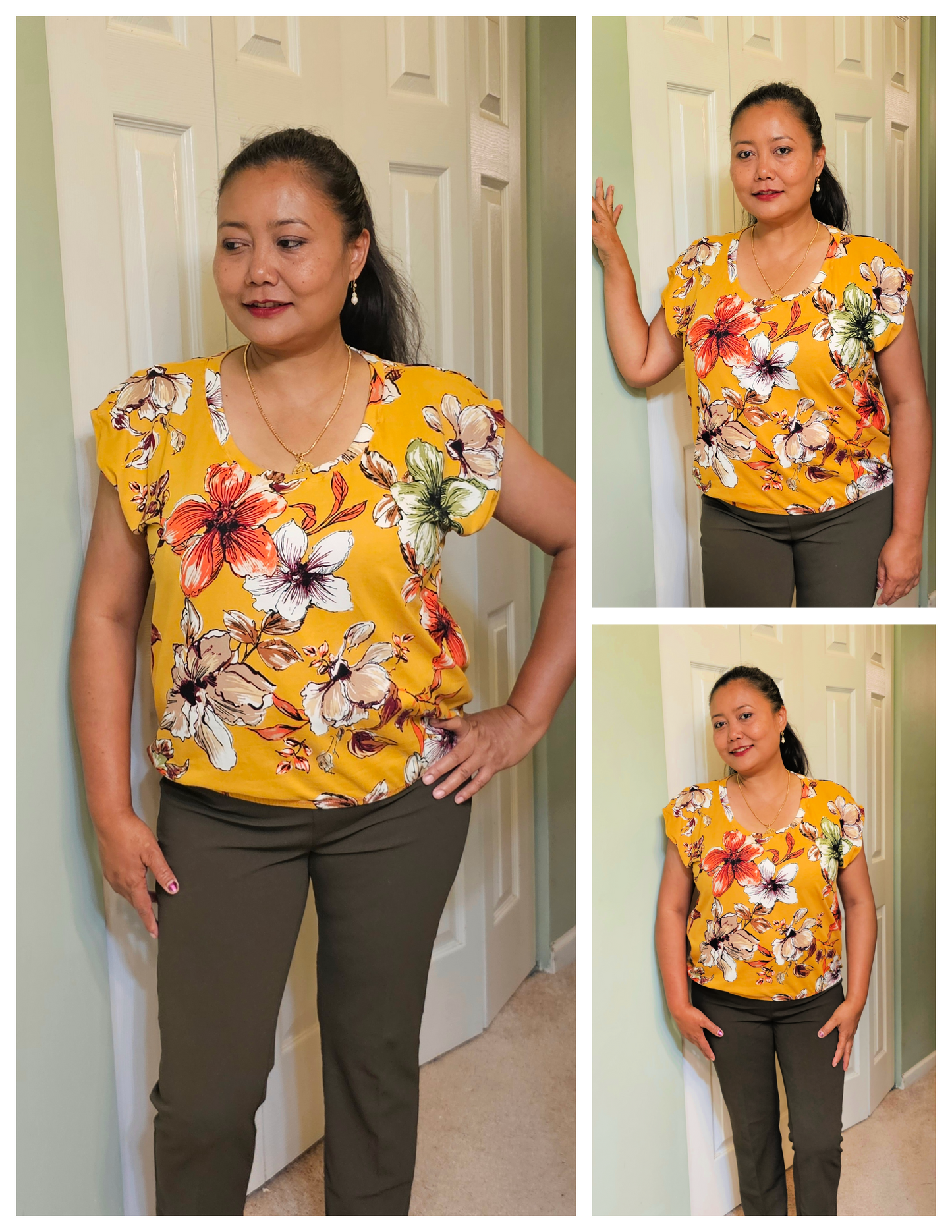 Puff Sleeve Bat Pattern Top