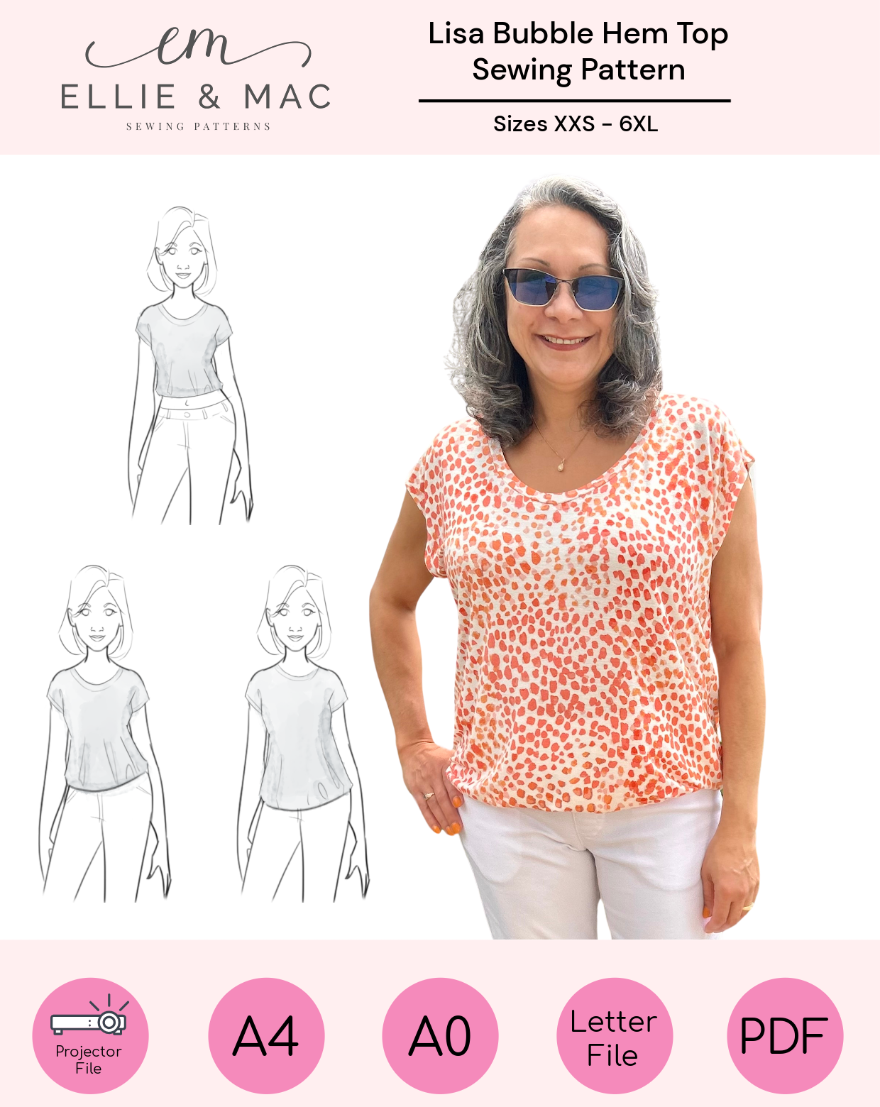 Puff Sleeve Bat Pattern Top